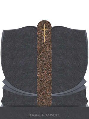 Памятник из черного и дымовского гранита с православным крестом